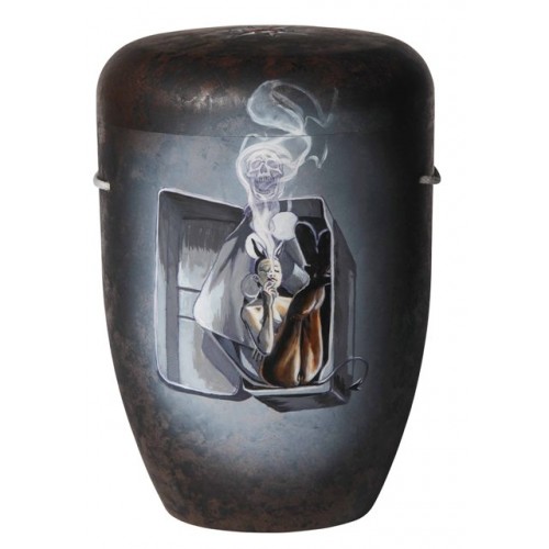 Biodegradable Cremation Ashes Funeral Urn / Casket – SMOKING CANNED (on Antique Brown)
